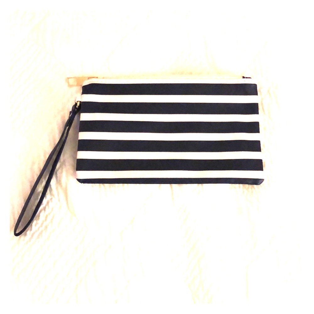 Navy & White Stripped Wristlet